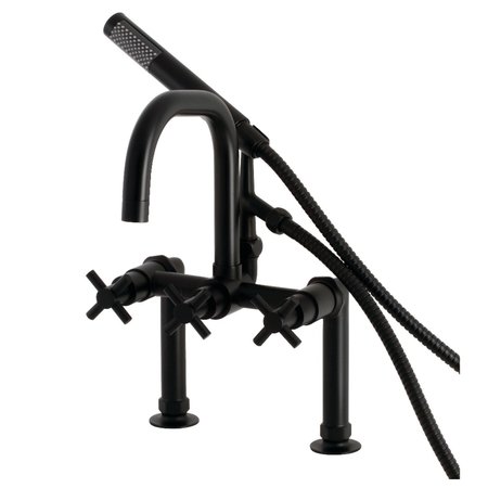 AQUA VINTAGE AE8400DX Deck Mount Clawfoot Tub Faucet, Matte Black AE8400DX